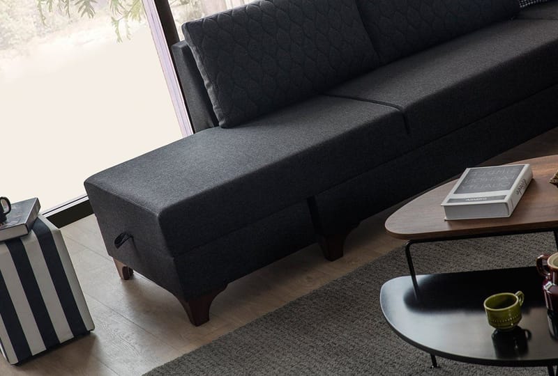 Loftia Hörnsoffa-bäddsoffa 230x90x150 cm - Antracitgrå - Möbler - Soffa - Bäddsoffa