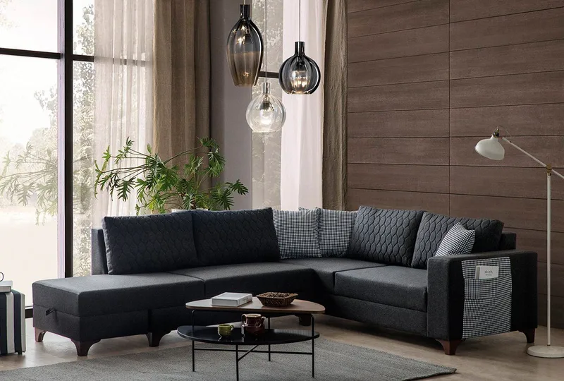 Loftia Hörnsoffa-bäddsoffa 230x90x150 cm - Antracitgrå - Möbler - Soffa - Bäddsoffa