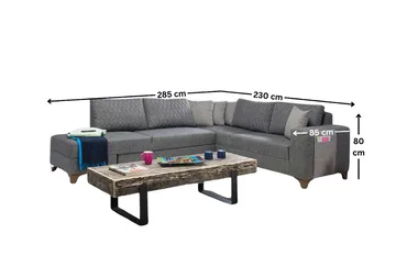Loftia Hörnsoffa-bäddsoffa 230x90x150 cm - Grå - Möbler - Soffa - Bäddsoffa