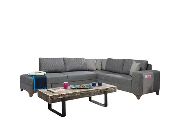 Loftia Hörnsoffa-bäddsoffa 230x90x150 cm - Grå - Möbler - Soffa - Bäddsoffa