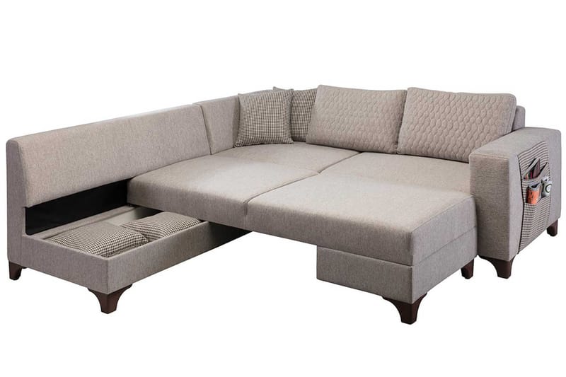 Loftia Hörnsoffa-bäddsoffa 230x90x150 cm - Kräm - Möbler - Soffa - Bäddsoffa