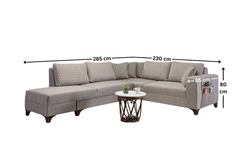 Loftia Hörnsoffa-bäddsoffa 230x90x150 cm - Kräm - Möbler - Soffa - Bäddsoffa