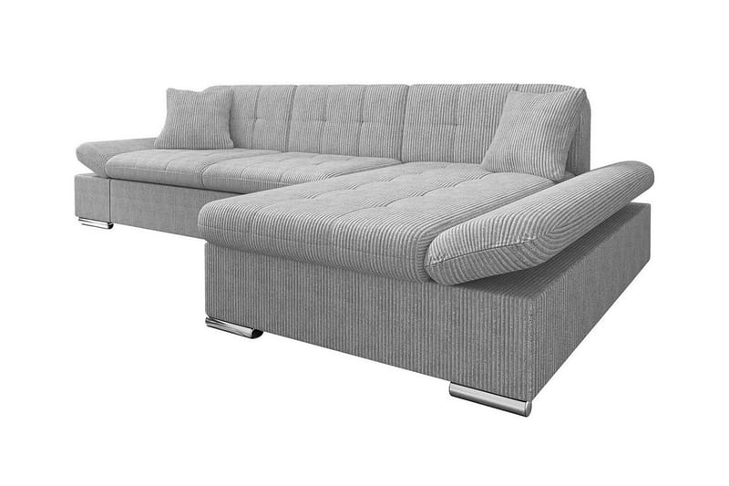 Lomux 3-sits Höger Hörnbäddsoffa 129x240 cm med Förvaring i Manchestertyg, Grå