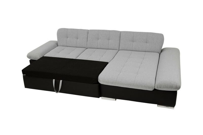 Lomux 3-sits Höger Hörnbäddsoffa 129x240 cm med Förvaring i Tyg - Grå - Möbler - Soffa - Bäddsoffa
