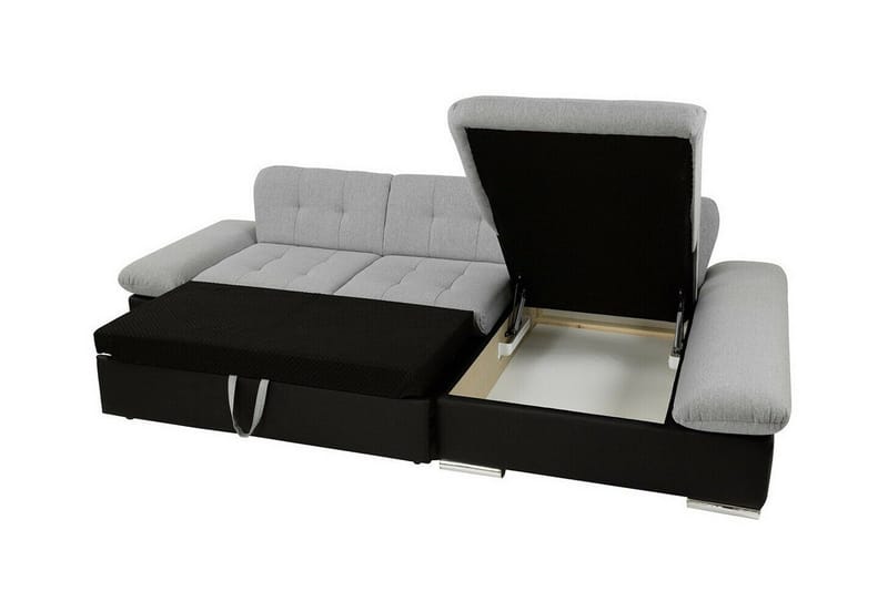 Lomux 3-sits Höger Hörnbäddsoffa 129x240 cm med Förvaring i Tyg - Grå - Möbler - Soffa - Bäddsoffa