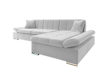Lomux 3-sits Höger Hörnbäddsoffa 129x240 cm med Förvaring i Tyg - Grå - Möbler - Soffa - Bäddsoffa