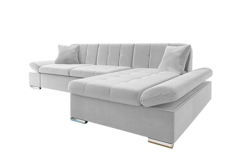 Lomux 3-sits Höger Hörnbäddsoffa 129x240 cm med Förvaring i Tyg, Grå