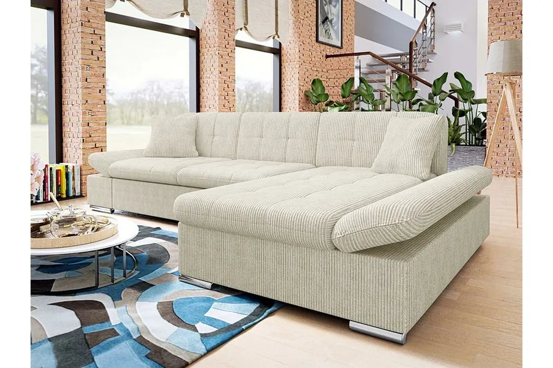 Lomux 3-sits Hörnbäddsoffa Beige/Light beige - Möbler - Soffa - Bäddsoffa