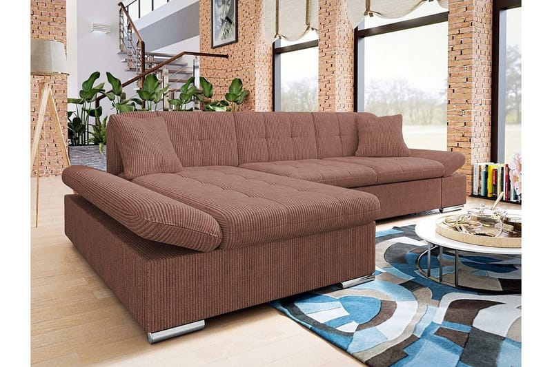 Lomux 3-sits Hörnbäddsoffa Brown - Möbler - Soffa - Bäddsoffa