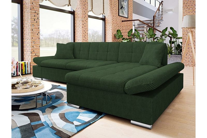 Lomux 3-sits Hörnbäddsoffa Dark green - Möbler - Soffa - Bäddsoffa