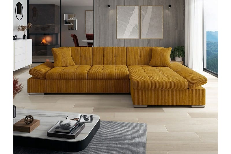 Lomux 3-sits Hörnbäddsoffa Dark yellow - Möbler - Soffa - Bäddsoffa