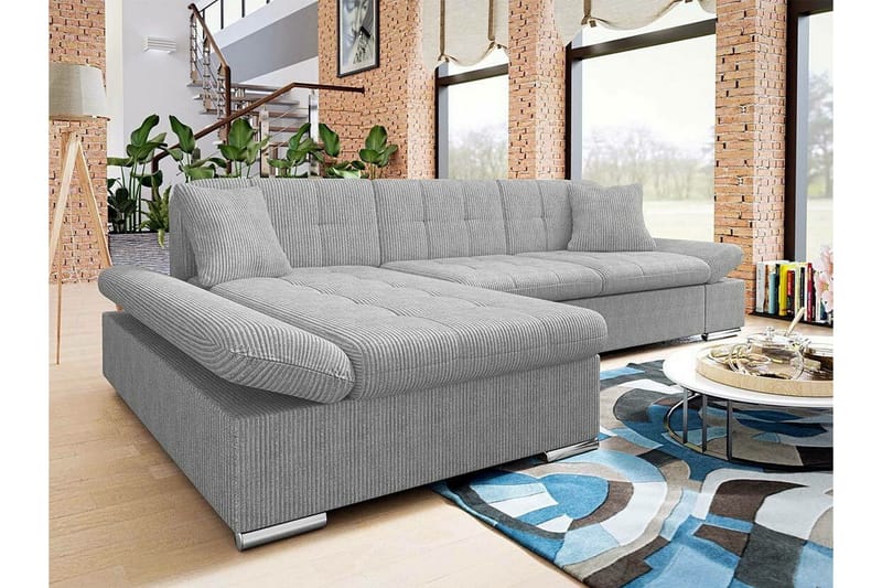 Lomux 3-sits Hörnbäddsoffa Ljusgrå - Möbler - Soffa - Bäddsoffa