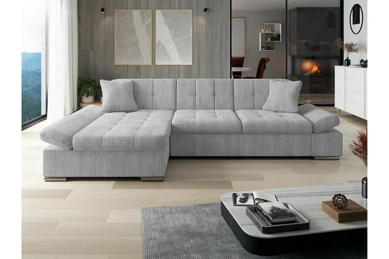 Lomux 3-sits Hörnbäddsoffa Ljusgrå - Möbler - Soffa - Bäddsoffa