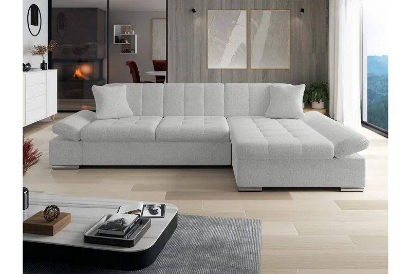 Lomux 3-sits Hörnbäddsoffa Ljusgrå - Möbler - Soffa - Bäddsoffa