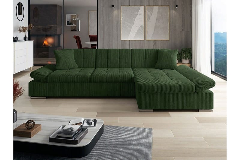 Lomux 3-sits Hörnbäddsoffa NO_BRAND Dark green - Möbler - Soffa - Bäddsoffa