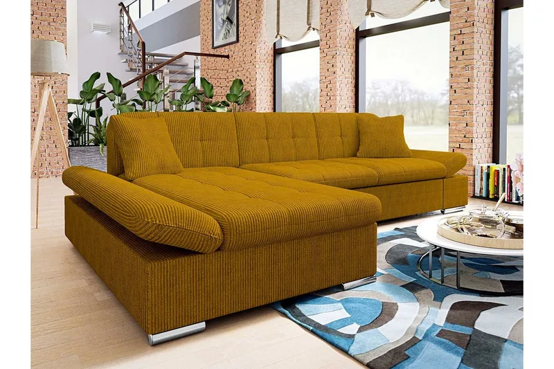 Lomux 3-sits Hörnbäddsoffa Yellow - Möbler - Soffa - Bäddsoffa