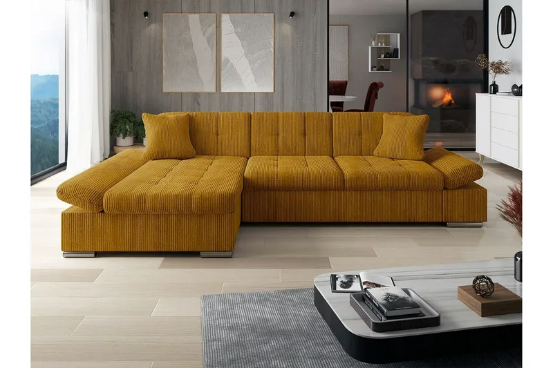 Lomux 3-sits Hörnbäddsoffa Yellow - Möbler - Soffa - Bäddsoffa