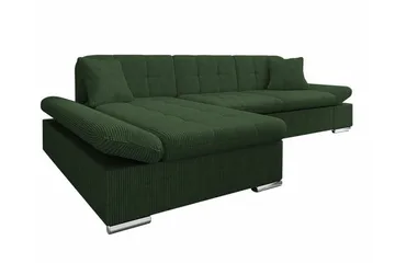 Lomux 3-sits Vänster Bäddsoffa 129x240 cm med Förvaring i Manchestertyg - Grön - Möbler - Soffa - Bäddsoffa