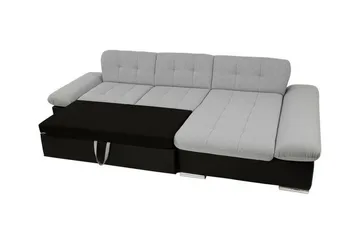 Lomux 3-sits Vänster Hörnbäddsoffa 129x240 cm med Förvaring i Tyg - Grå - Möbler - Soffa - Bäddsoffa