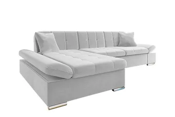 Lomux 3-sits Vänster Hörnbäddsoffa 129x240 cm med Förvaring i Tyg - Grå - Möbler - Soffa - Bäddsoffa
