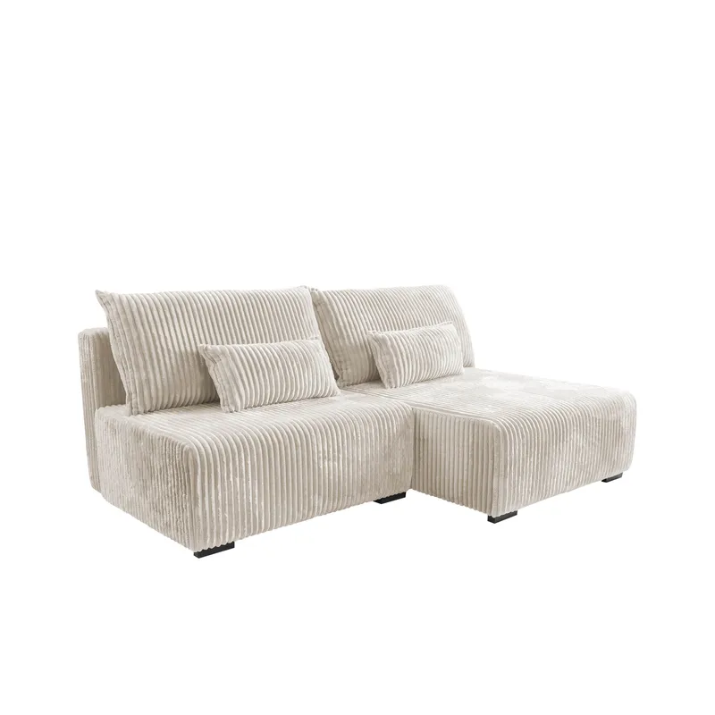 Lorynn 3-sits Bäddsoffa med divan - beige - Möbler - Soffa - Bäddsoffa