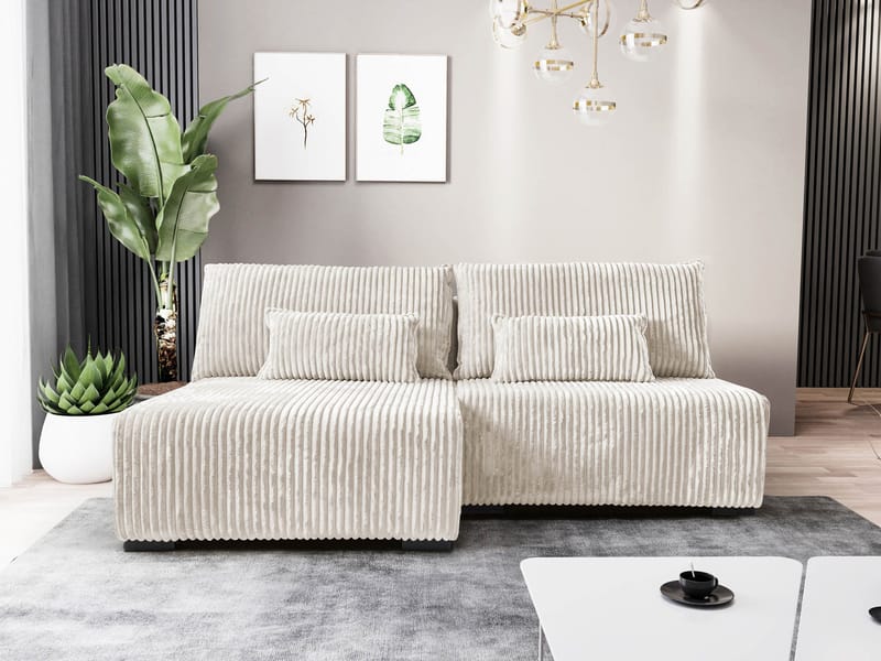 Lorynn 3-sits Bäddsoffa med divan - beige - Möbler - Soffa - Bäddsoffa