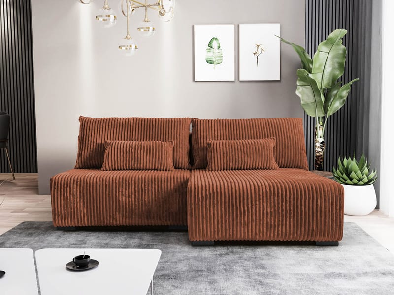 Lorynn 3-sits Bäddsoffa med divan - brun - Möbler - Soffa - Bäddsoffa