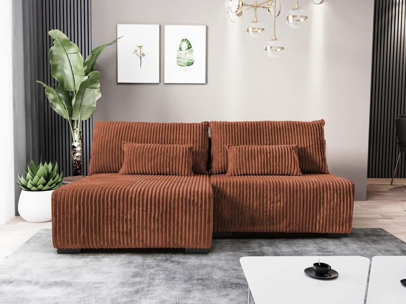Lorynn 3-sits Bäddsoffa med divan - brun - Möbler - Soffa - Bäddsoffa