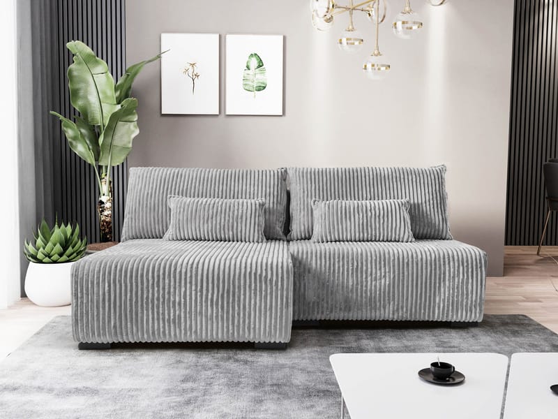 Lorynn 3-sits Bäddsoffa med divan - grå - Möbler - Soffa - Bäddsoffa