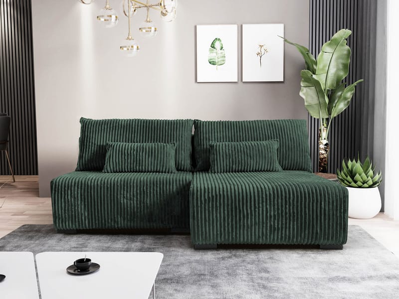 Lorynn 3-sits Bäddsoffa med divan - mörkgrön - Möbler - Soffa - Bäddsoffa