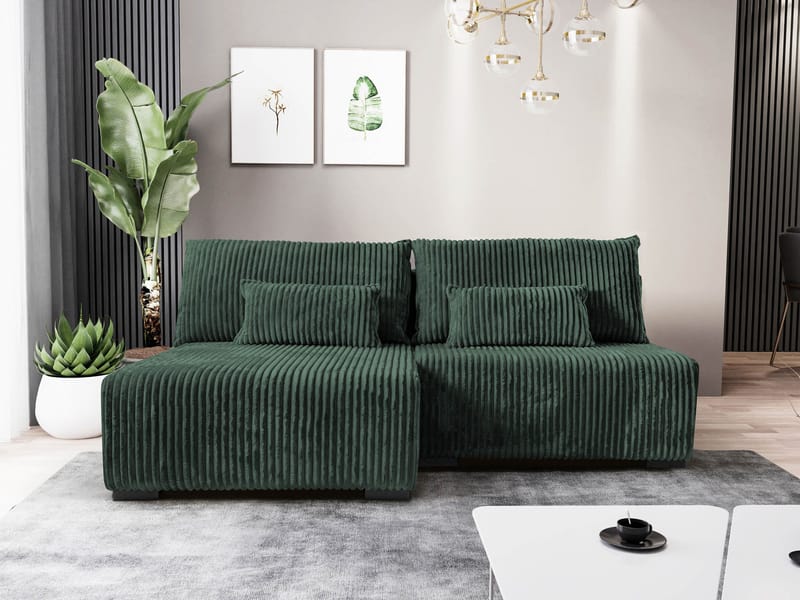 Lorynn 3-sits Bäddsoffa med divan - mörkgrön - Möbler - Soffa - Bäddsoffa