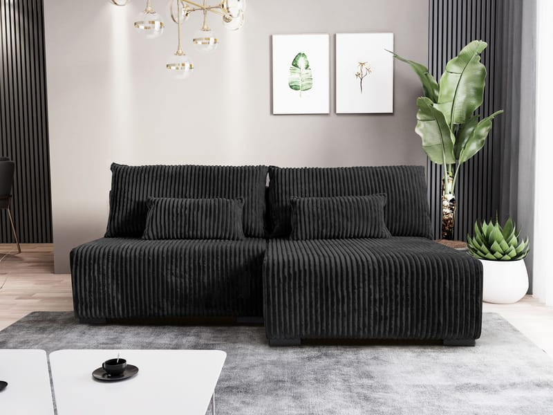 Lorynn 3-sits Bäddsoffa med divan - svart - Möbler - Soffa - Bäddsoffa