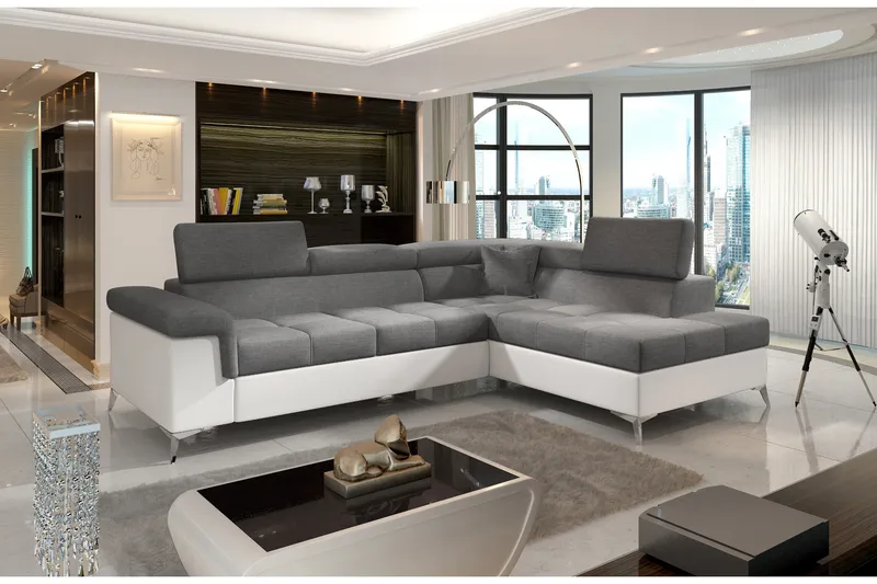 Madalene Hörnbäddsoffa, Grå/Vit