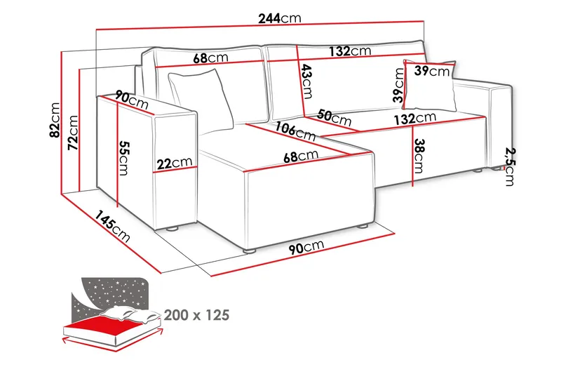 Magston 3-sits Hörnbäddsoffa - Grön - Möbler - Soffa - Bäddsoffa