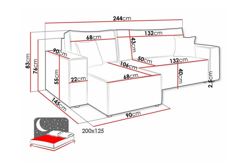 Magston 3-sits Hörnbäddsoffa - Grön - Bäddsoffa - Hörnbäddsoffa