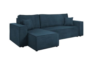 Magston 3-sits Vänster Hörnbäddsoffa 125x200 cm med Förvaring i Manchestertyg - Blå - Möbler - Soffa - Bäddsoffa