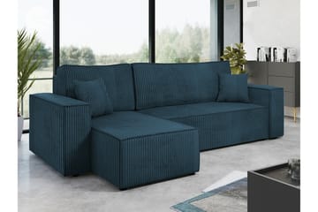 Magston 3-sits Vänster Hörnbäddsoffa 125x200 cm med Förvaring i Manchestertyg - Blå - Möbler - Soffa - Bäddsoffa
