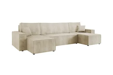 Magston 4-sits Hörnbäddsoffa 130x266 cm med Förvaring i Manchestertyg - Beige - Möbler - Soffa - Bäddsoffa