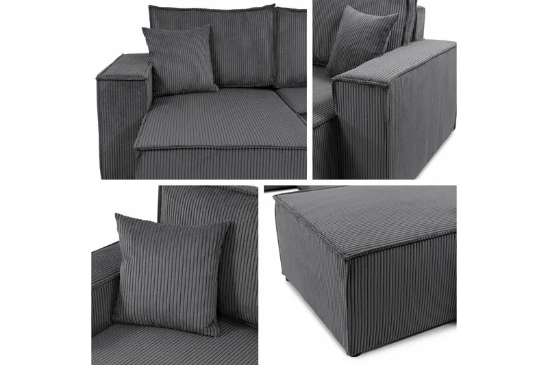 Magston 4-sits Hörnbäddsoffa 130x266 cm med Förvaring i Manchestertyg - Blå - Möbler - Soffa - Bäddsoffa