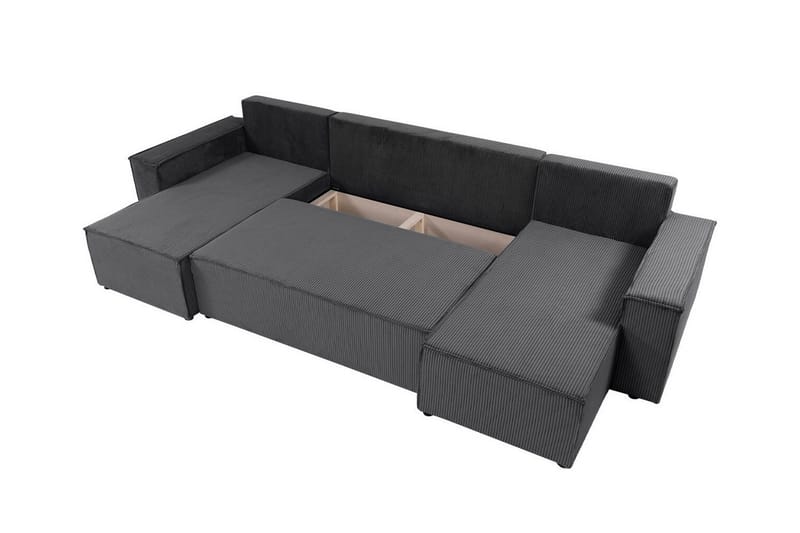Magston 4-sits Hörnbäddsoffa 130x266 cm med Förvaring i Manchestertyg - Grå - Möbler - Soffa - Bäddsoffa