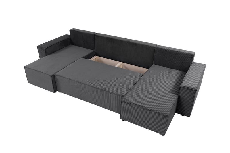 Magston 4-sits Hörnbäddsoffa 130x266 cm med Förvaring i Manchestertyg - Grå - Möbler - Soffa - Bäddsoffa