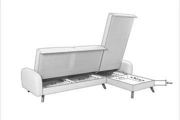Malkiat 3-sits Höger L-formad Hörnbäddsoffa i Tyg med Träben - Blå - Möbler - Soffa - Bäddsoffa