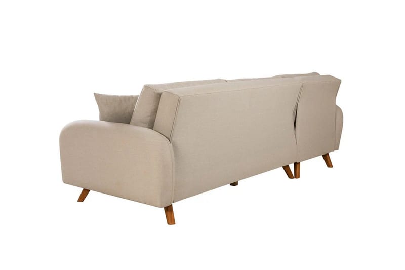 Malkiat 3-sits Höger L-formad Hörnbäddsoffa i Tyg med Träben - Ljusbeige - Möbler - Soffa - Bäddsoffa