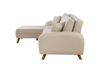 Malkiat 3-sits Höger L-formad Hörnbäddsoffa i Tyg med Träben - Ljusbeige - Möbler - Soffa - Bäddsoffa