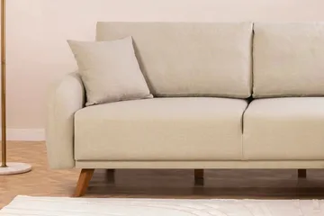Malkiat 3-sits Höger L-formad Hörnbäddsoffa i Tyg med Träben - Ljusbeige - Möbler - Soffa - Bäddsoffa