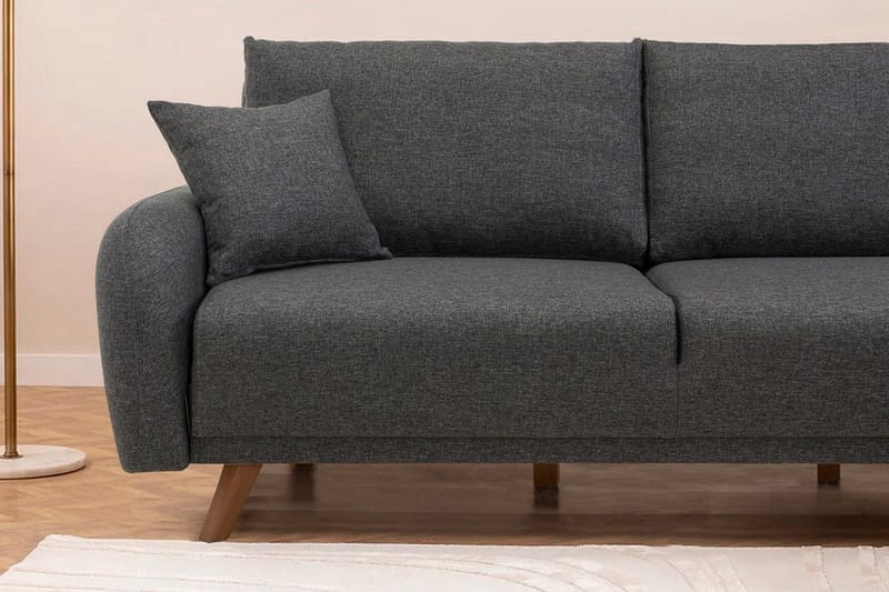 Malkiat 4-sits Höger Hörnbäddsoffa Bäddbar 125x260 cm med Förvaring i Tyg - Grå - Möbler - Soffa - Bäddsoffa