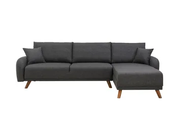 Malkiat 4-sits Höger Hörnbäddsoffa Bäddbar 125x260 cm med Förvaring i Tyg - Grå - Möbler - Soffa - Bäddsoffa