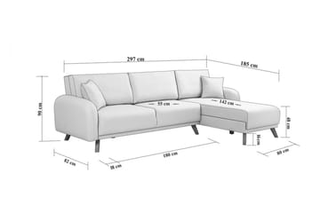 Malkiat 4-sits Höger Hörnbäddsoffa Bäddbar 125x260 cm med Förvaring i Tyg - Grå - Möbler - Soffa - Bäddsoffa