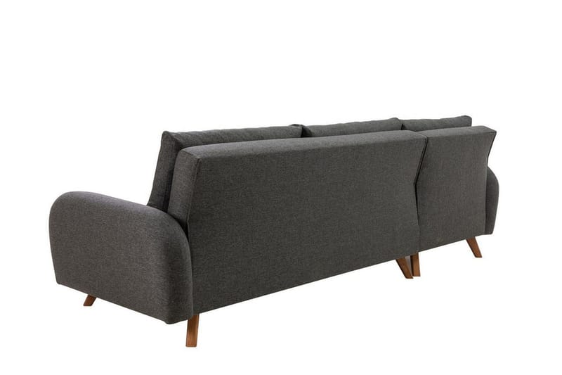 Malkiat 4-sits Höger Hörnbäddsoffa Bäddbar 125x260 cm med Förvaring i Tyg - Grå - Möbler - Soffa - Bäddsoffa