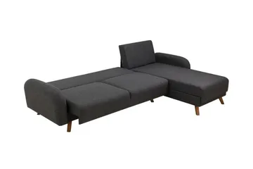 Malkiat 4-sits Höger Hörnbäddsoffa Bäddbar 125x260 cm med Förvaring i Tyg - Grå - Möbler - Soffa - Bäddsoffa